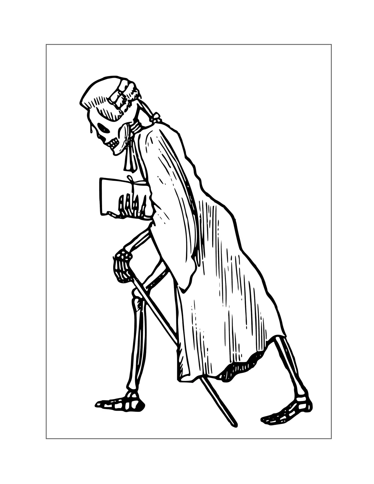 Skeleton With Wig Coloring Page