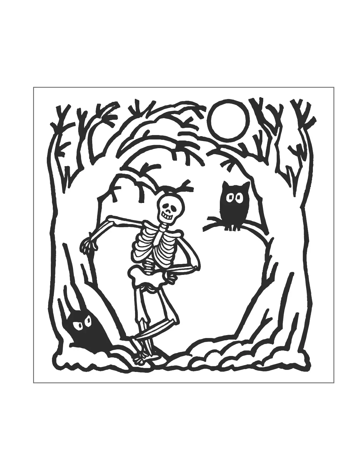 Dancing Skeleton Coloring Page