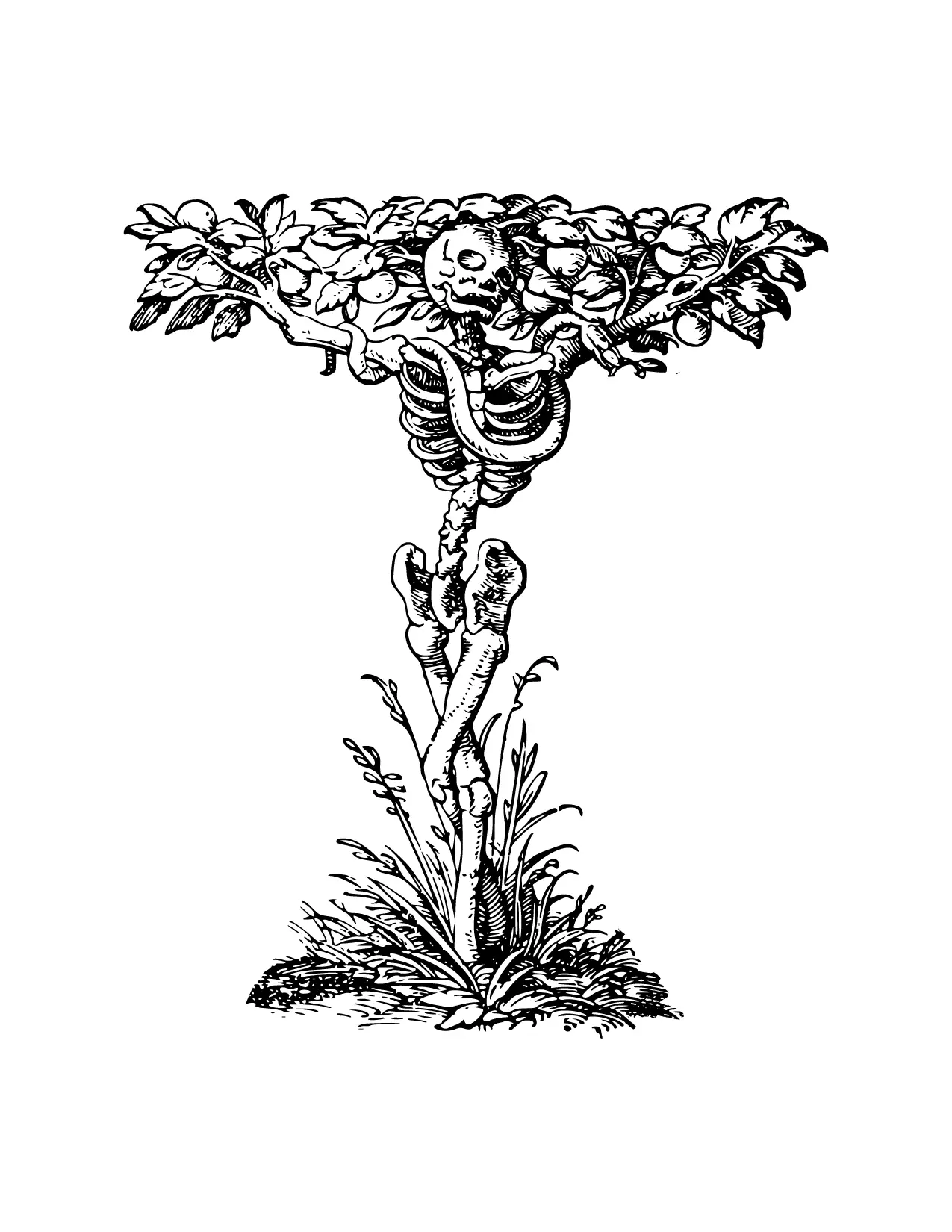 Skeleton Tree Coloring Page