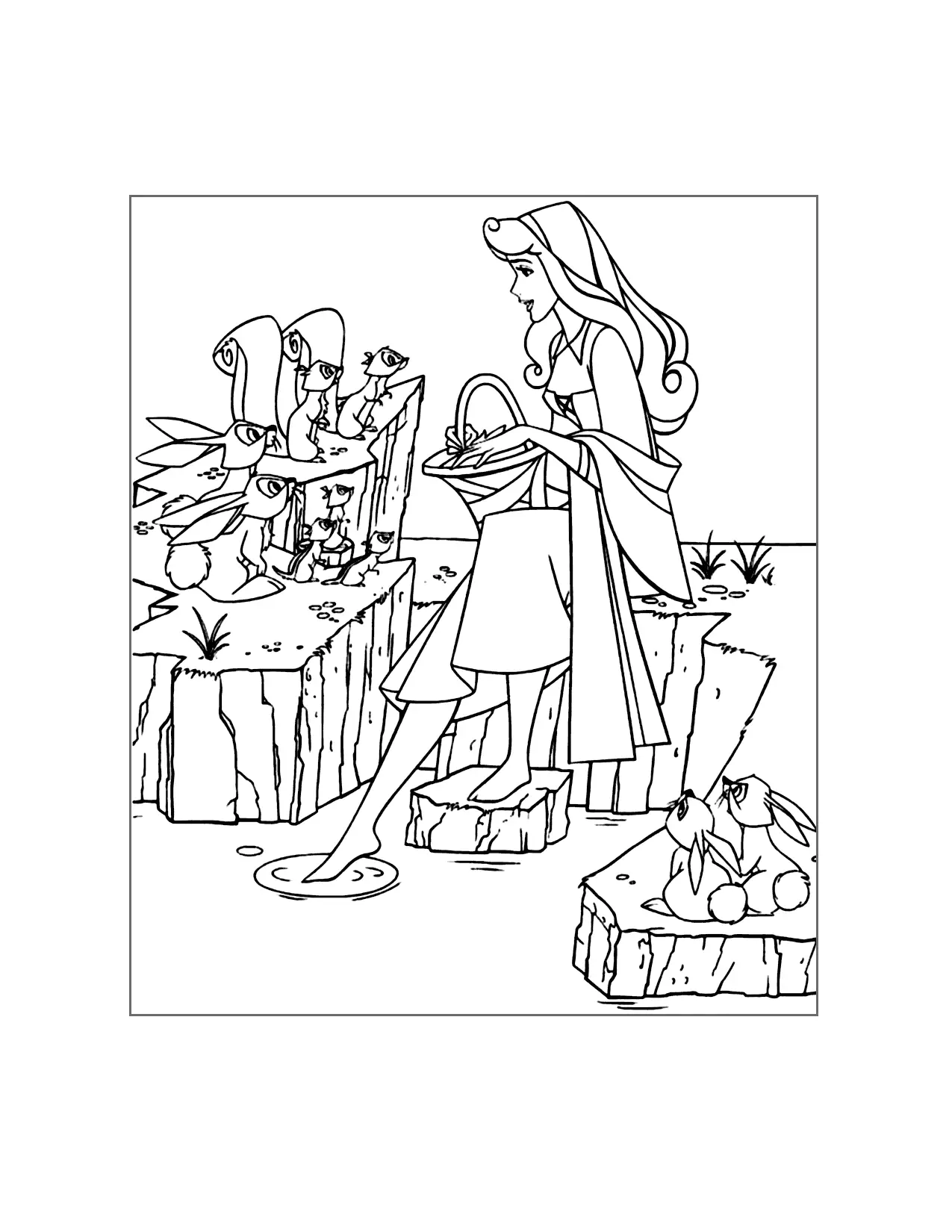 Auroras Friends Are The Animals Coloring Page