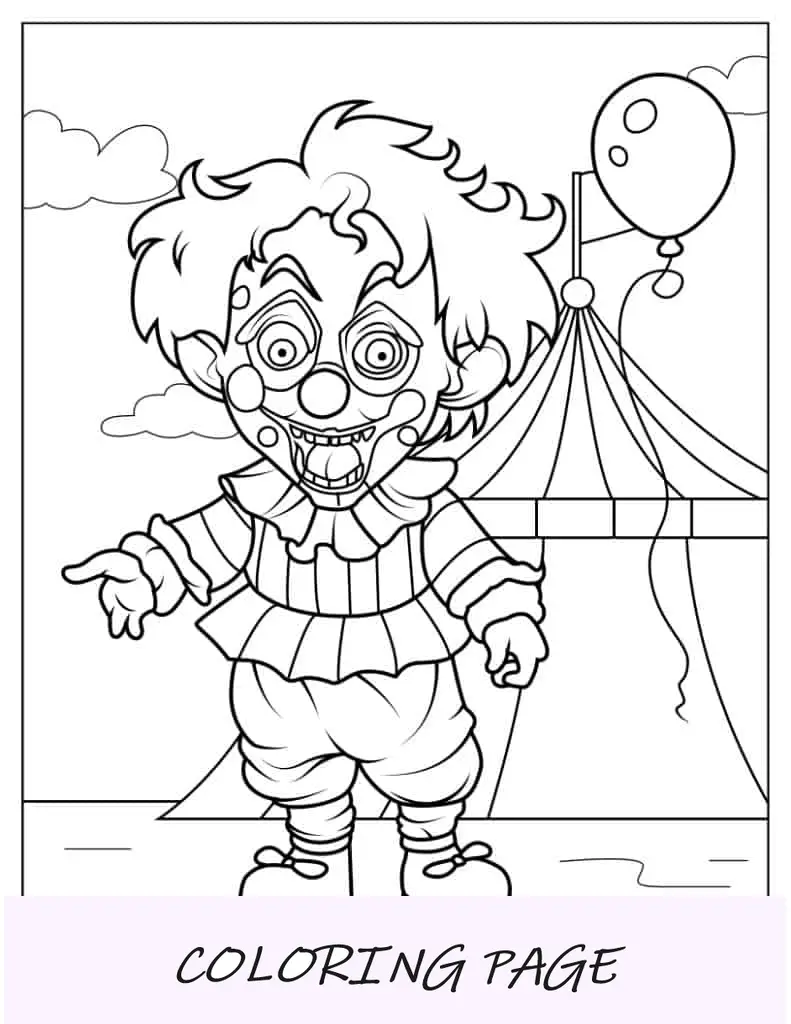 Palhaço Chibi assustador para crianças