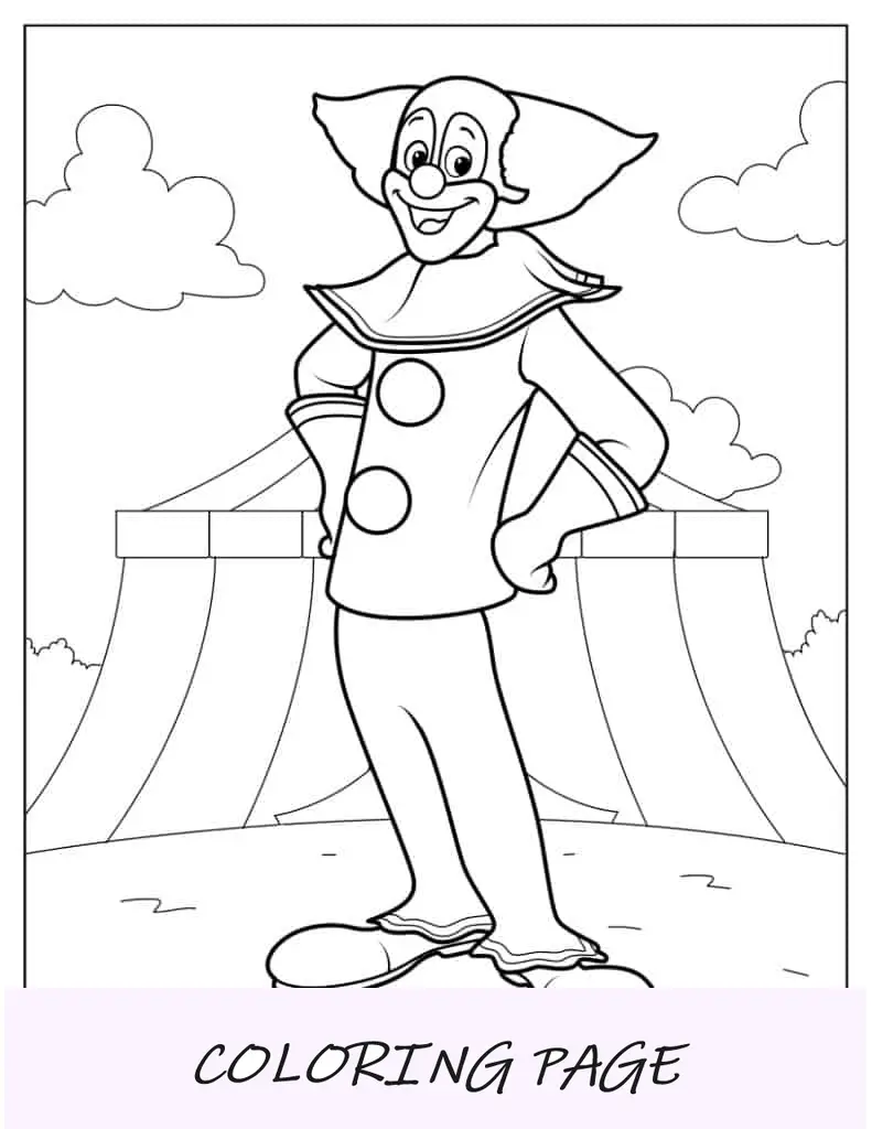 Folha para colorir do palhaço do circo