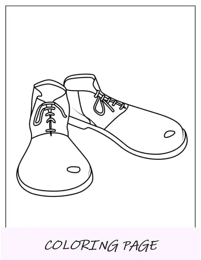 Sapatos de palhaço para crianças em idade pré-escolar colorirem