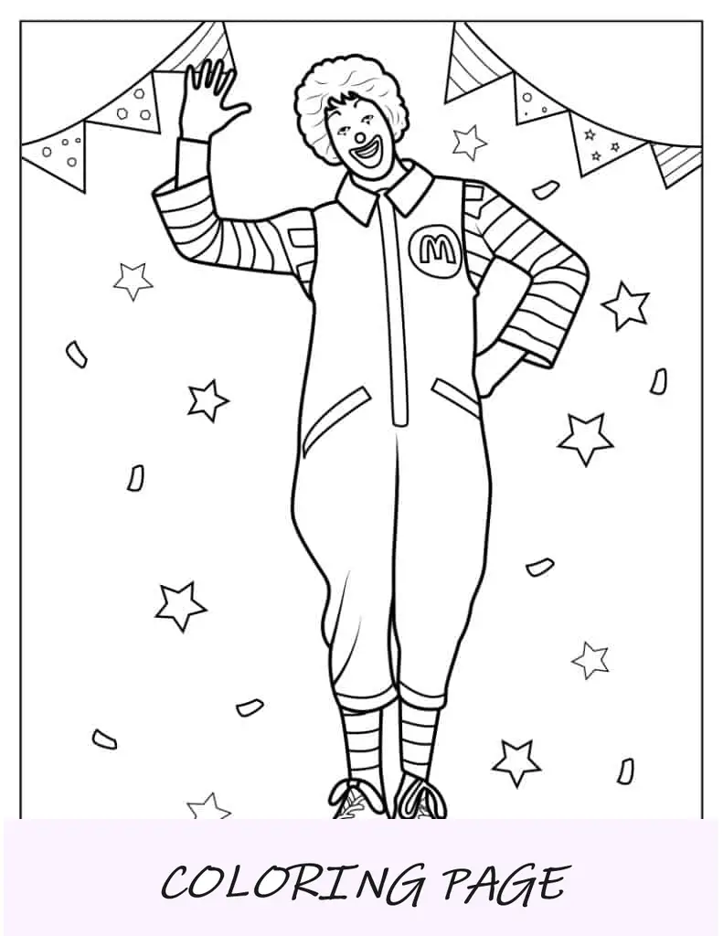 Página para colorir de Ronald McDonalds