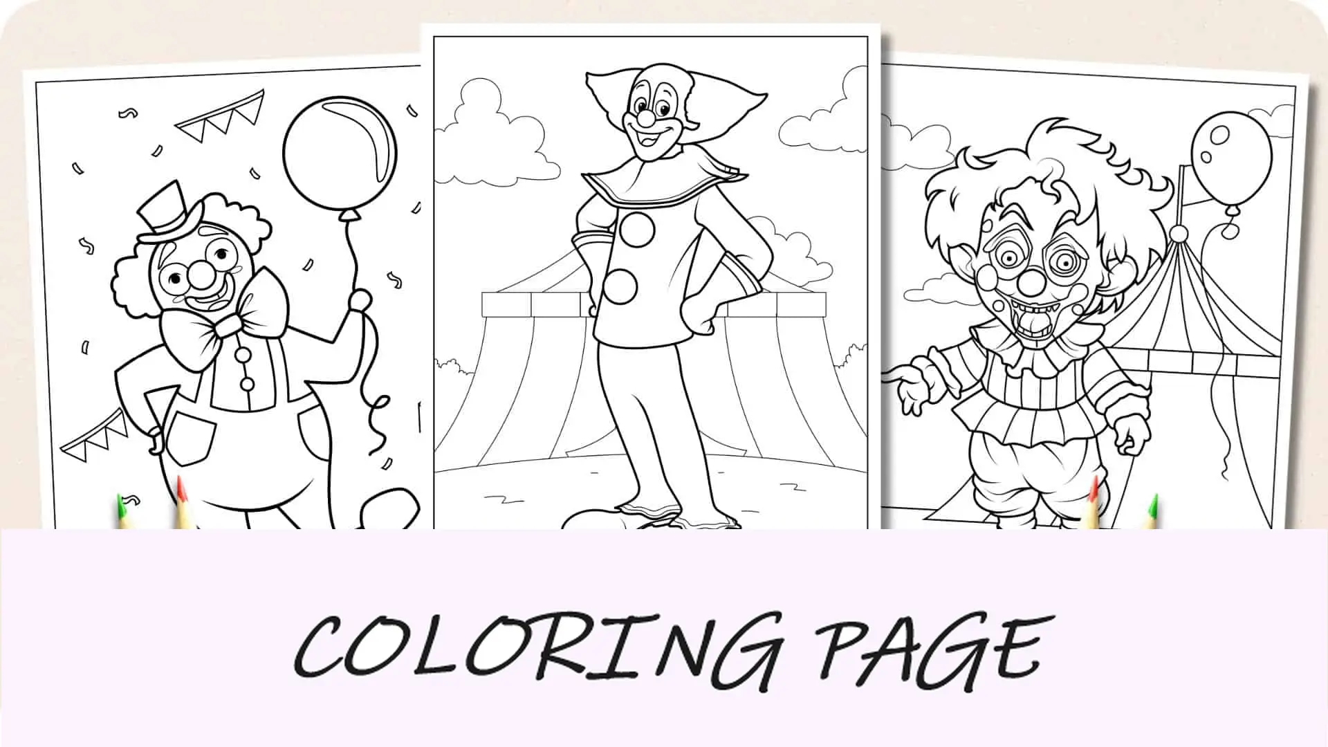 Imagem em destaque de páginas para colorir de palhaços