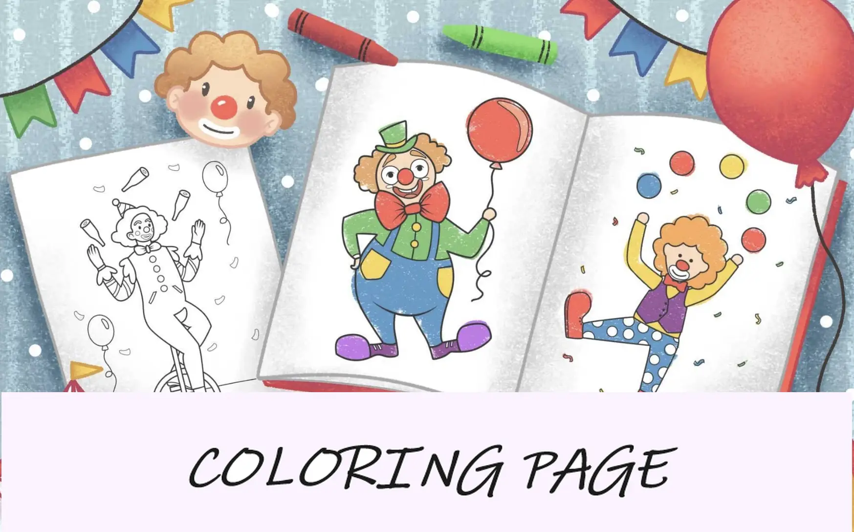imagem de recurso de páginas para colorir de palhaço