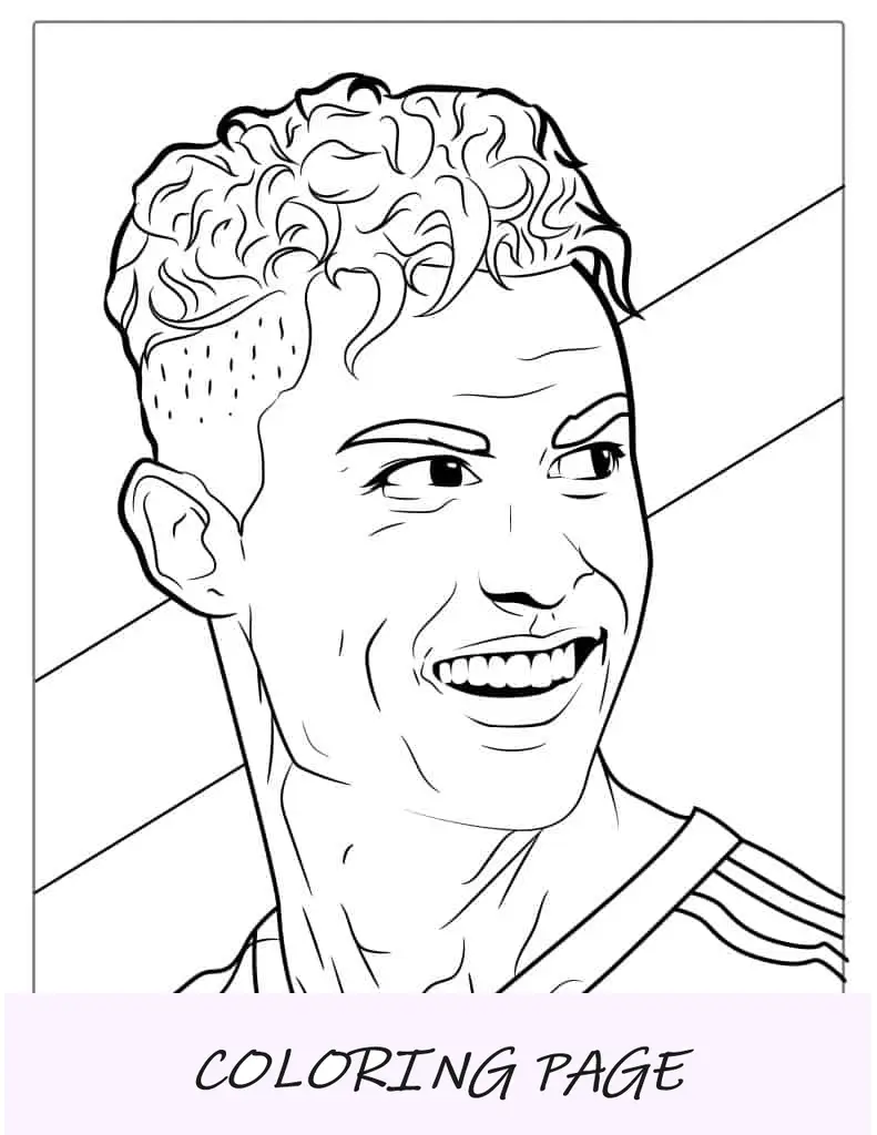 Cristiano Ronaldo sorridente foglio da colorare