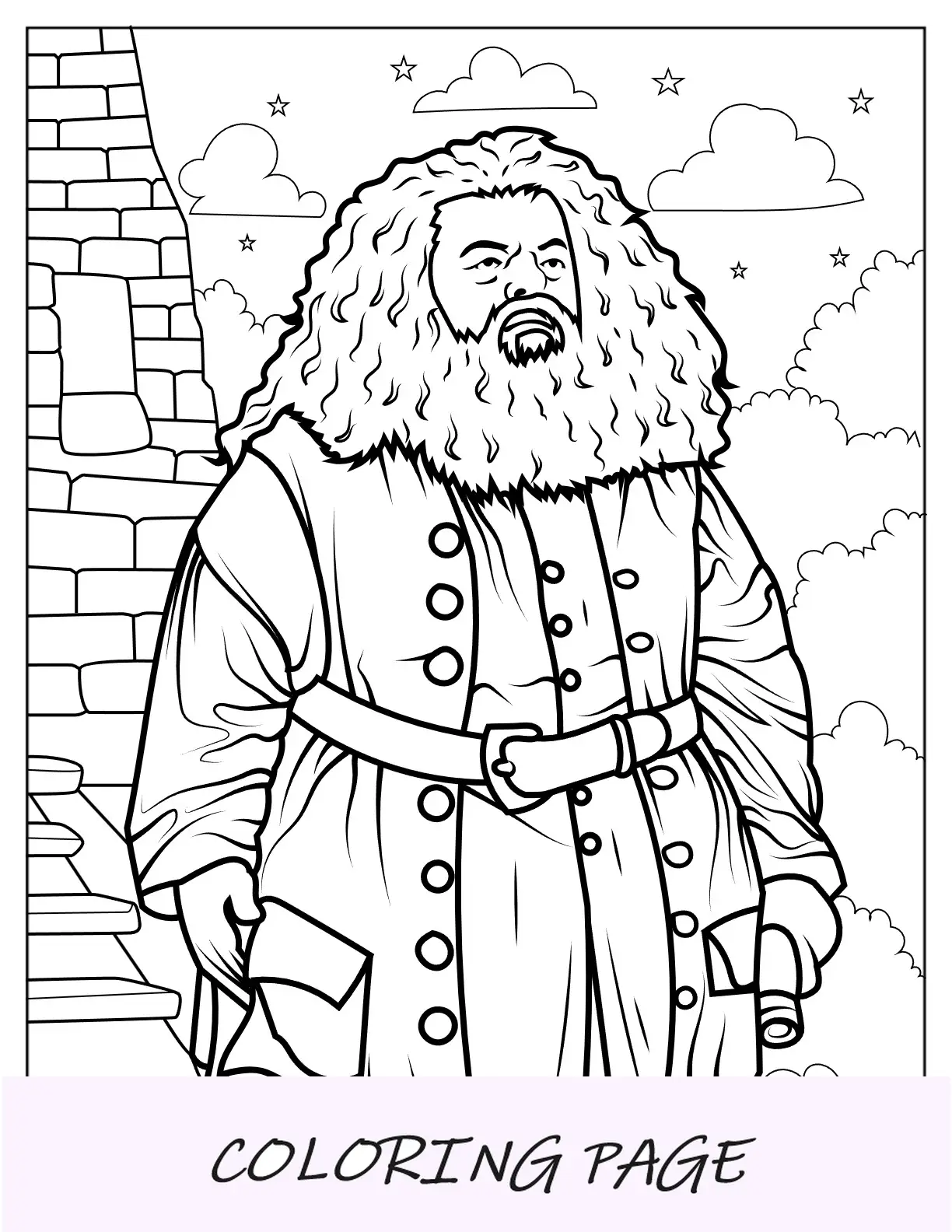 Folha para colorir realista de Rubeus Hagrid