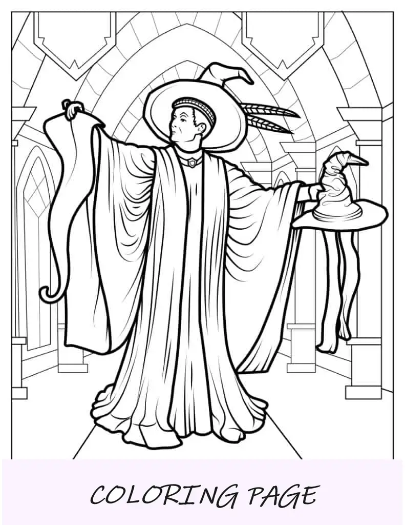 Professora McGonagall segurando o chapéu seletor e o pergaminho