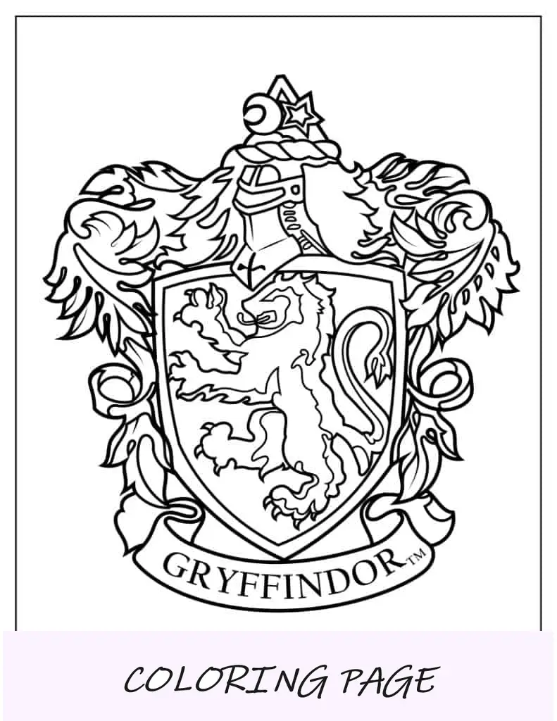 Folha para colorir da Grifinória