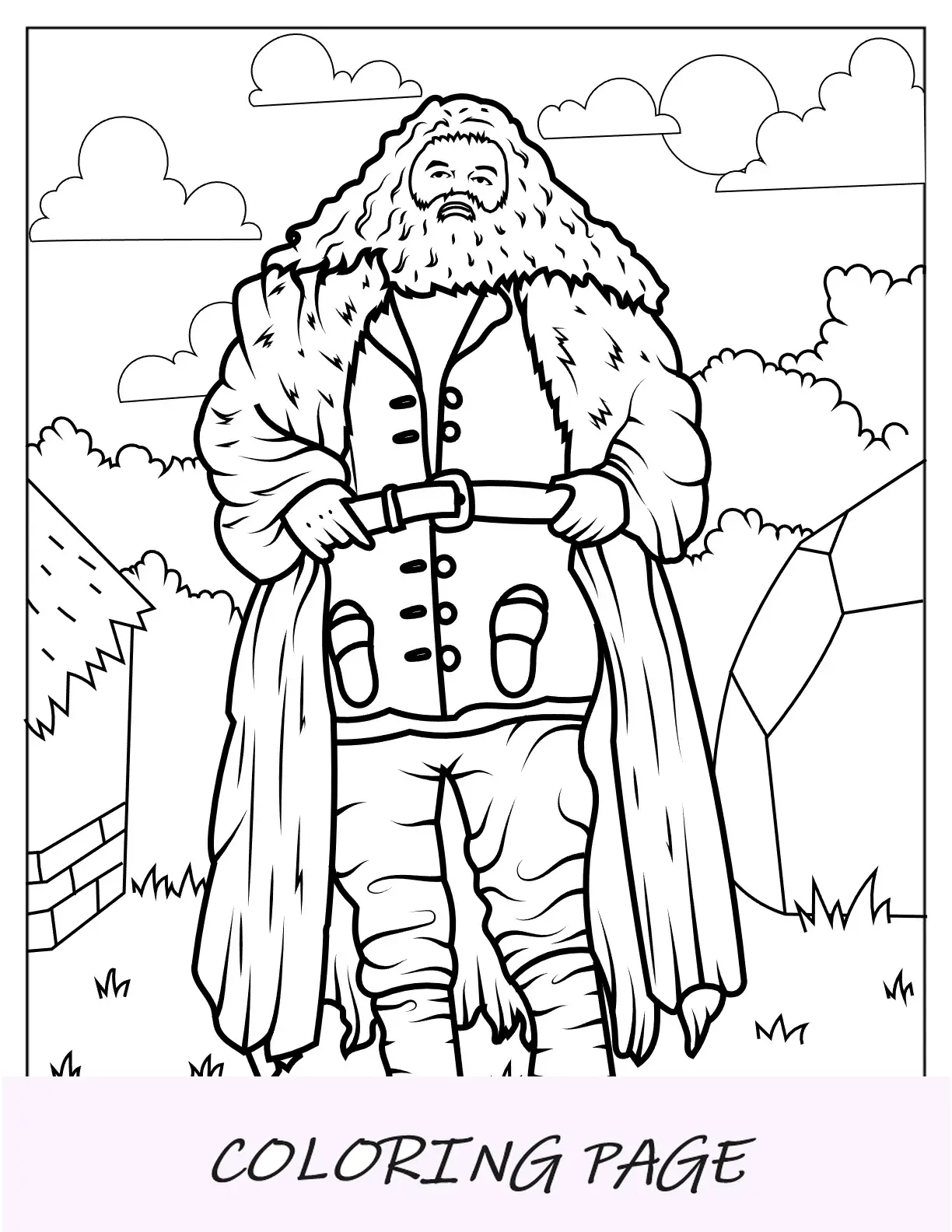 Página para colorir de Rúbeo Hagrid de corpo inteiro