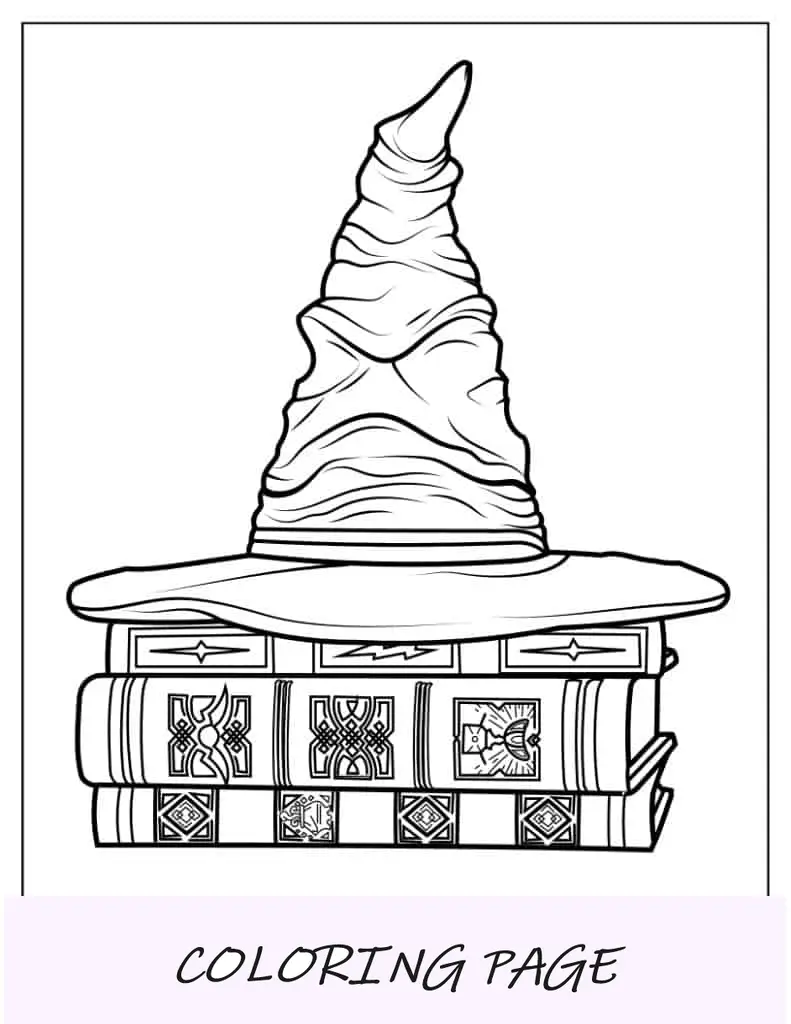 Esboço fácil da coloração do chapéu de classificação de Harry Potter
