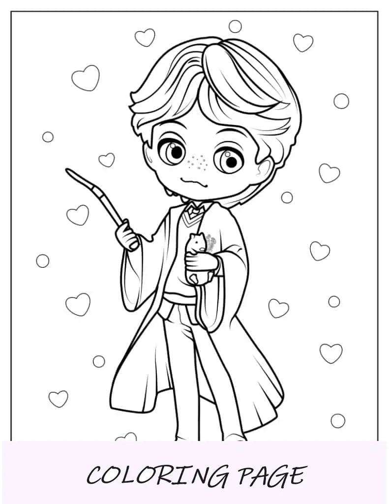 Desenhos animados fofos de Ron Weasley para colorir para crianças