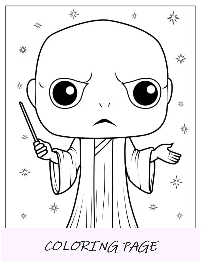 Folha para colorir de Chibi Voldemort