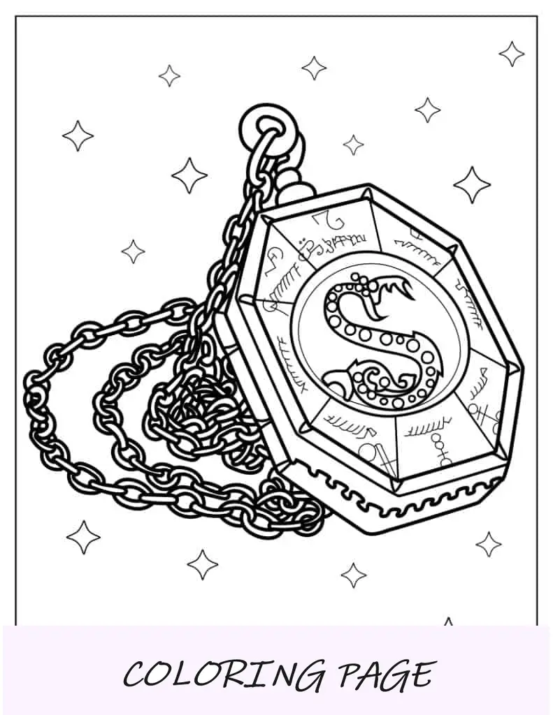 Folha para colorir do medalhão Horcrux de Harry Potter