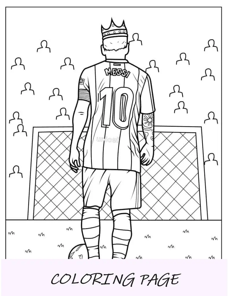 Foglio da colorare di Lionel Messi con corona