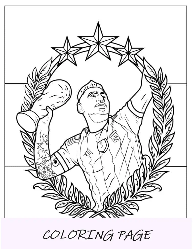 Lionel Messi con il poster del trofeo della Coppa del Mondo