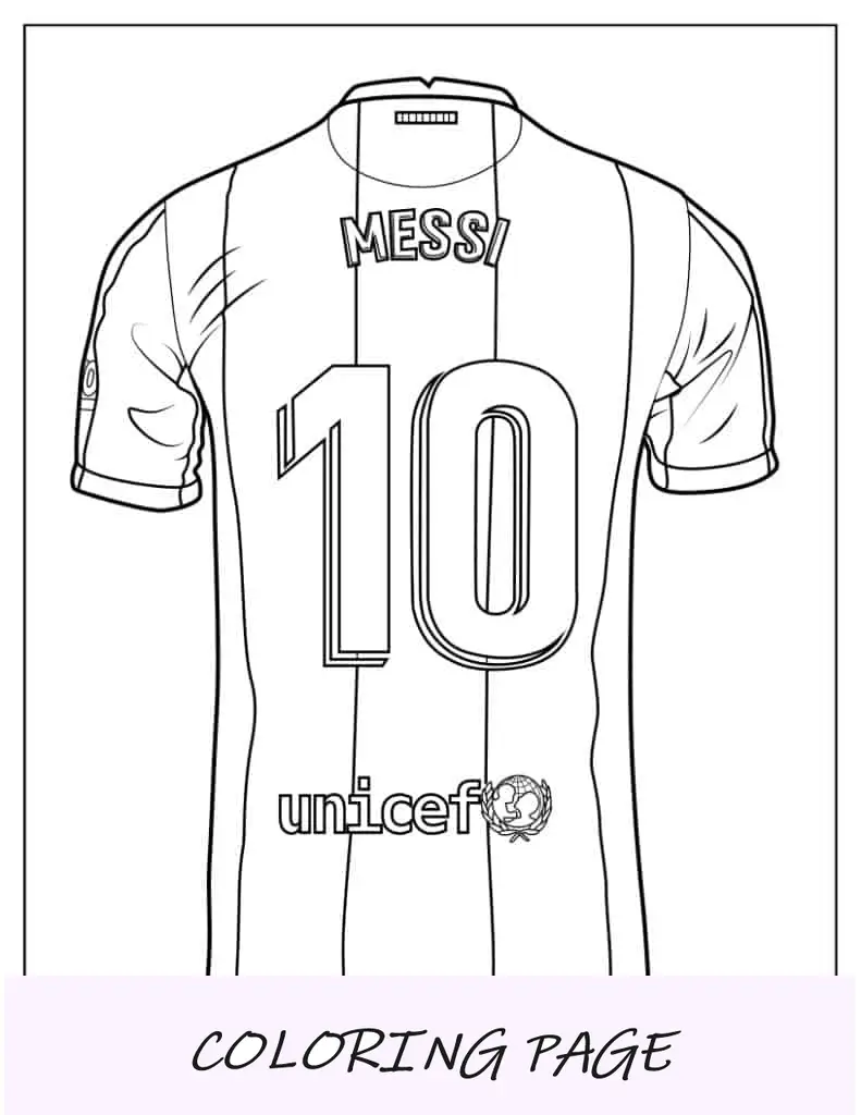 Retro della maglia di Lionel Messi da colorare