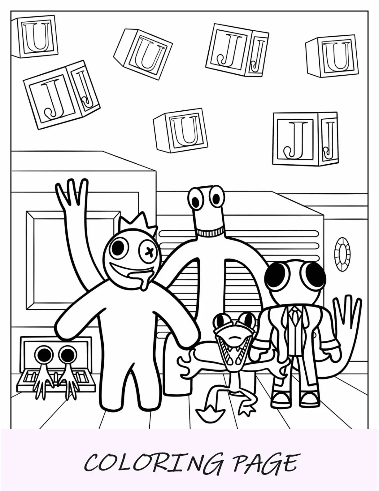 Página para colorir de amigos arco-íris assustadores