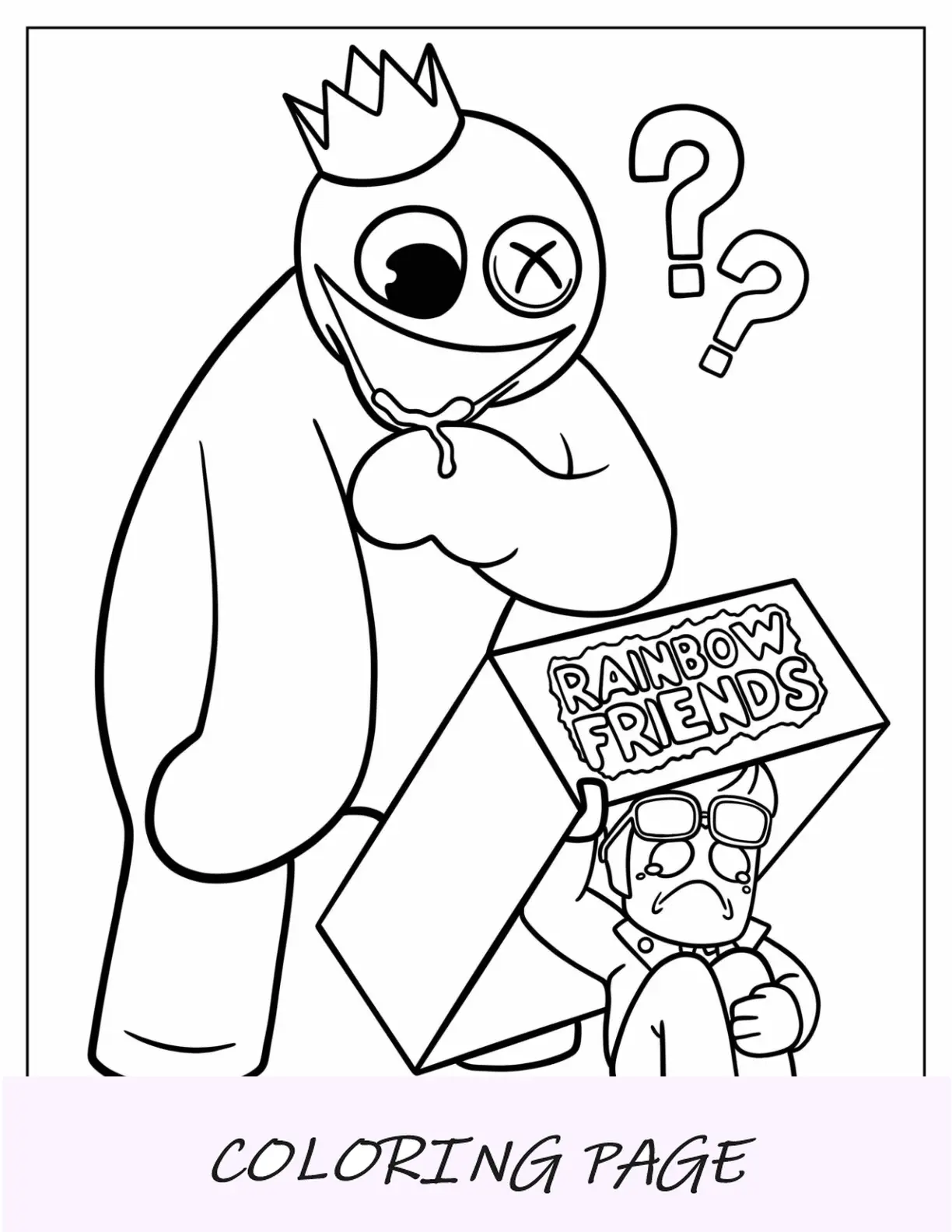Página para colorir Blue Rainbow Friends babando por Roblox Spy