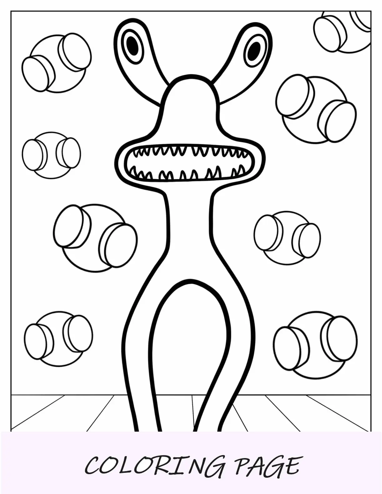 Página para colorir de amigos arco-íris rosa com dentes afiados