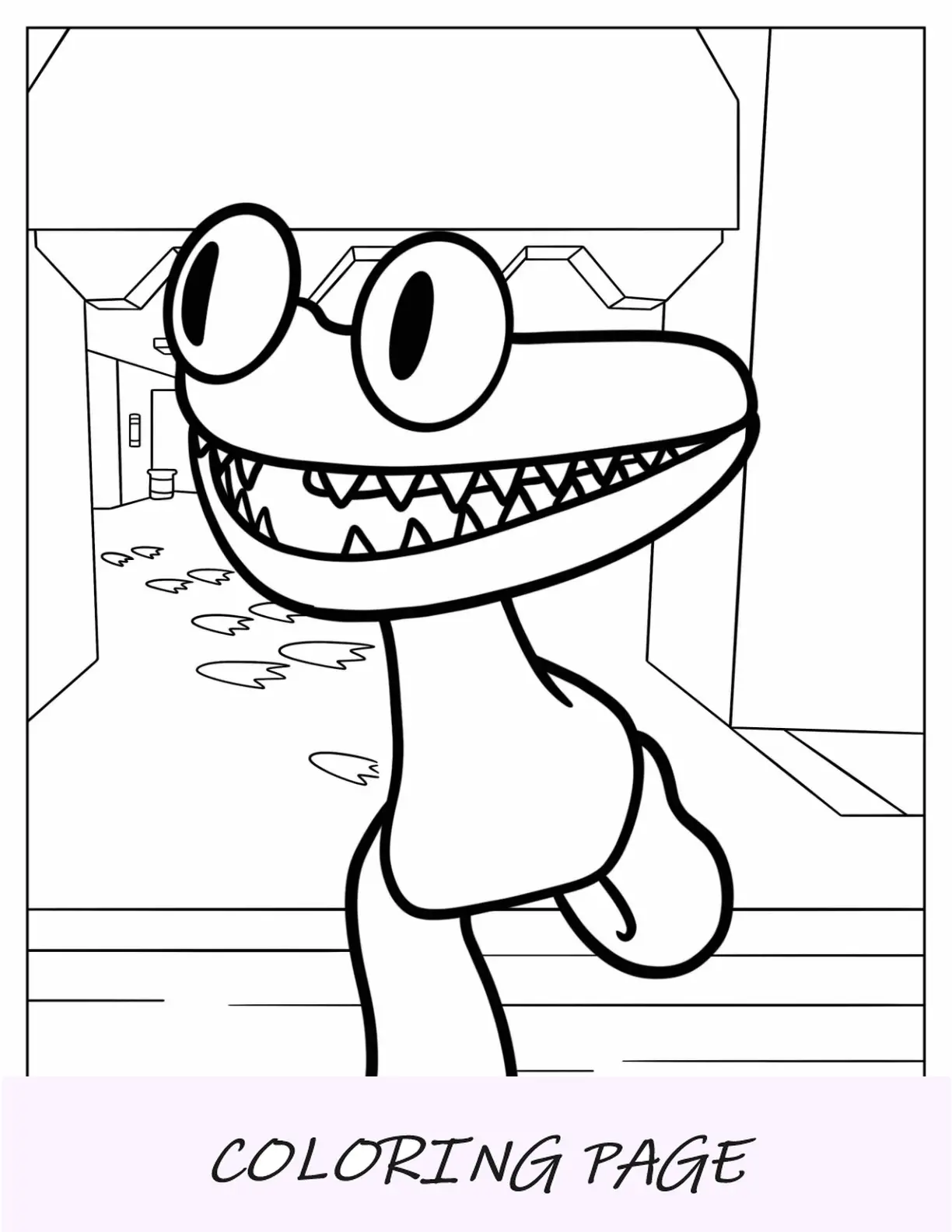 Página para colorir de Ciano Fácil Correndo no Corredor Rainbow Friends