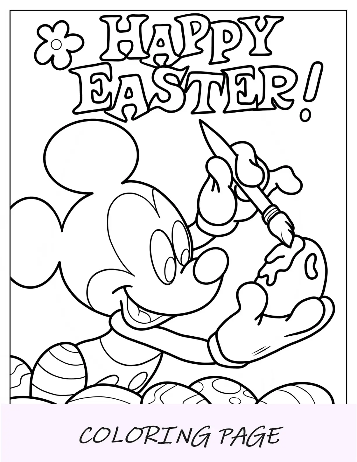 Página para colorear de conejito kawaii saliendo de un huevo de Pascua rayado para niños