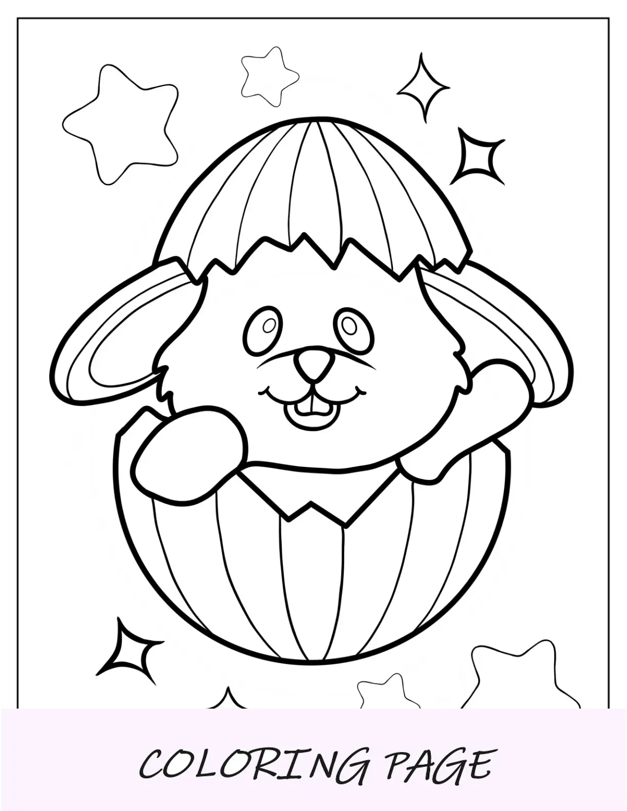 Conejito peludo saliendo del huevo de Pascua