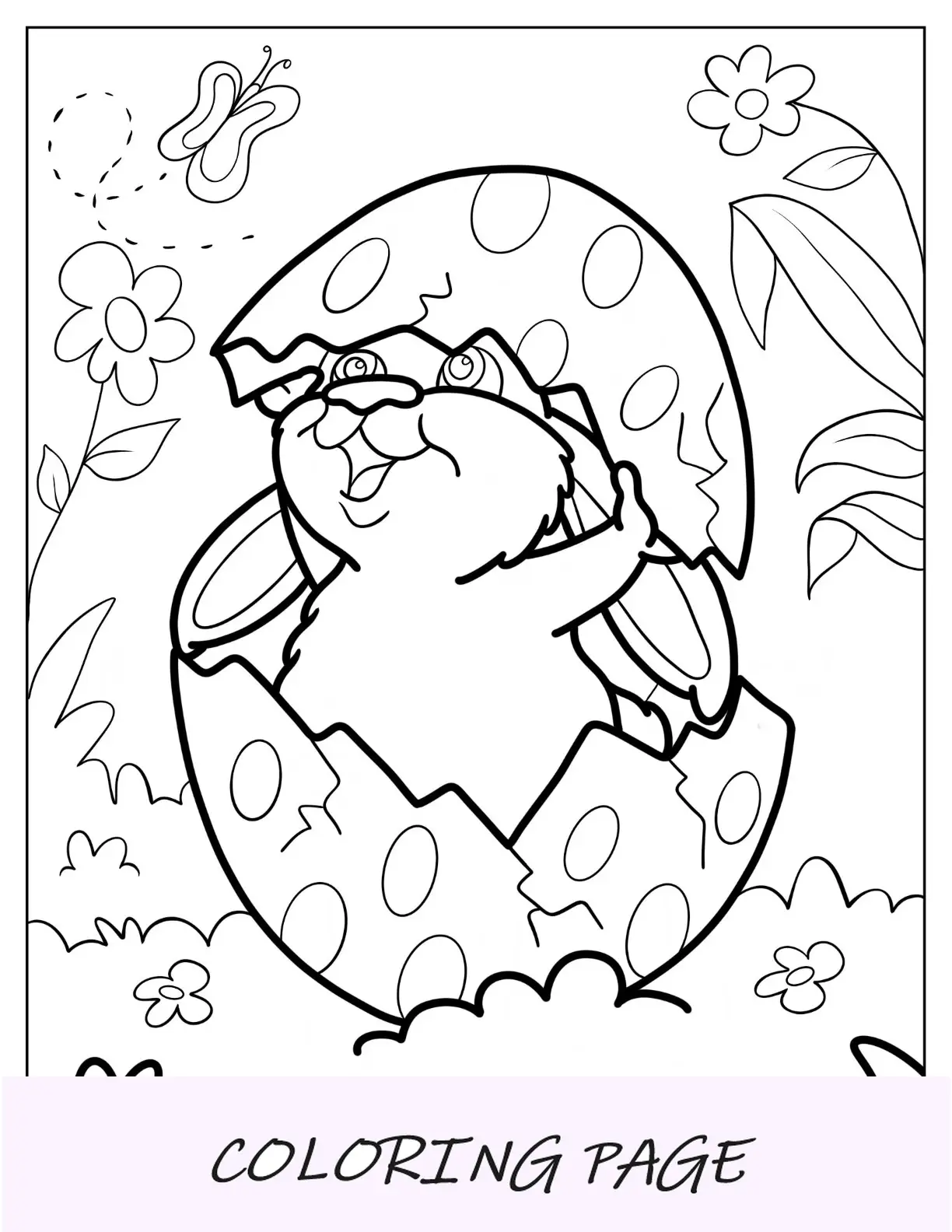 Página Para Colorear De Huevos De Pascua De Conejito Kawaii Fácil Para Niños En Edad Preescolar
