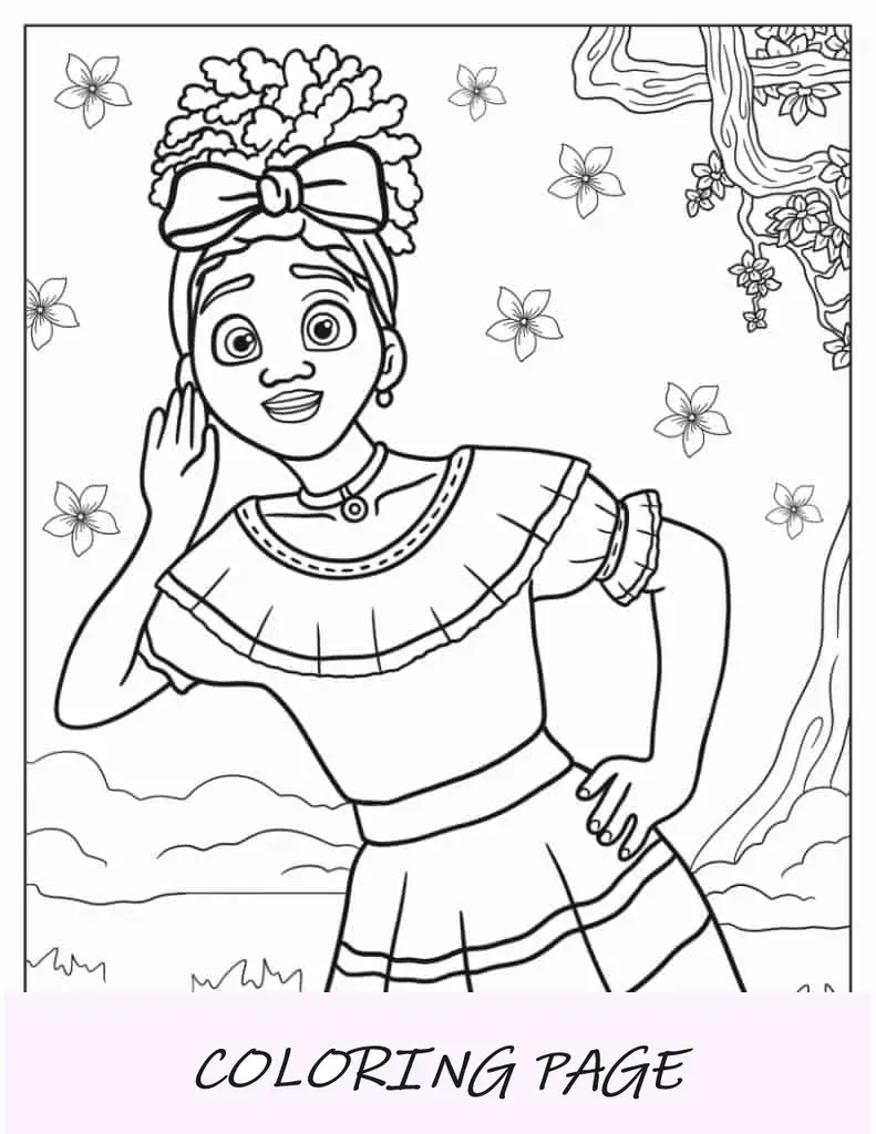 Dibujo para colorear de Dolores Madrigal escuchando