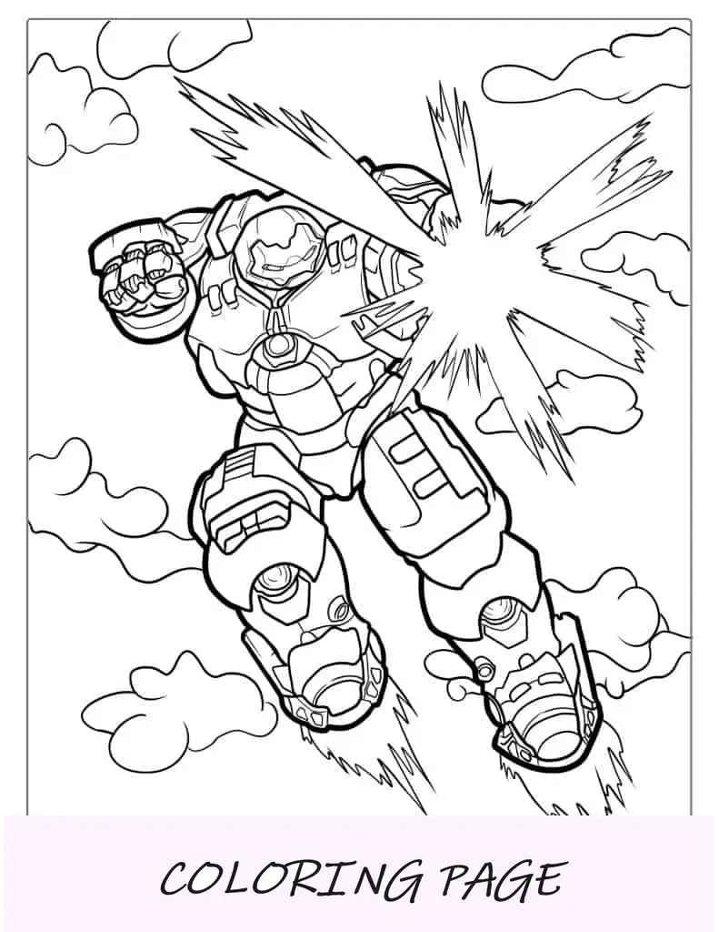 Página para colorir do Hulkbuster para crianças