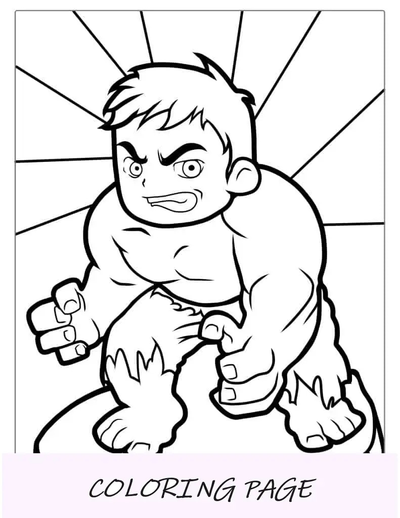 Folha para colorir do bebê irritado Hulk