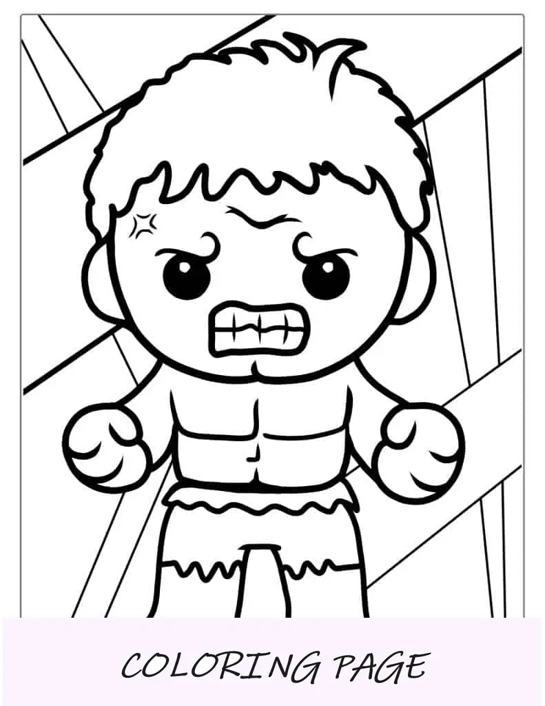 Esboço fácil do Hulk para colorir para crianças pequenas
