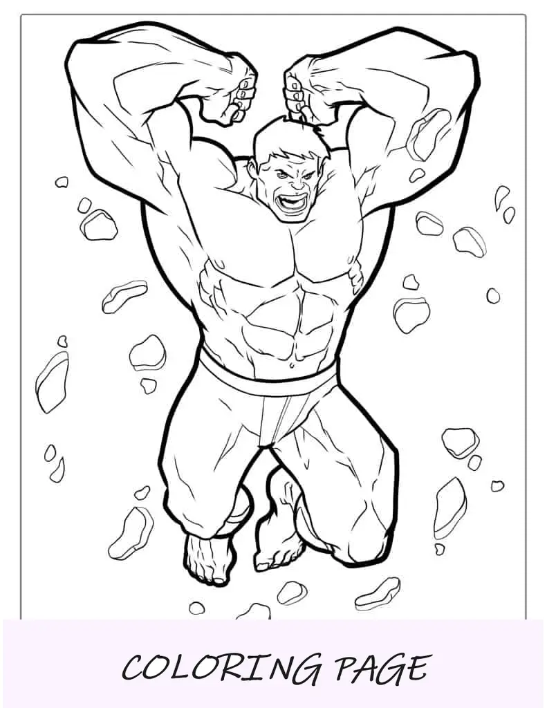 Página para colorir do Hulk Smash para crianças
