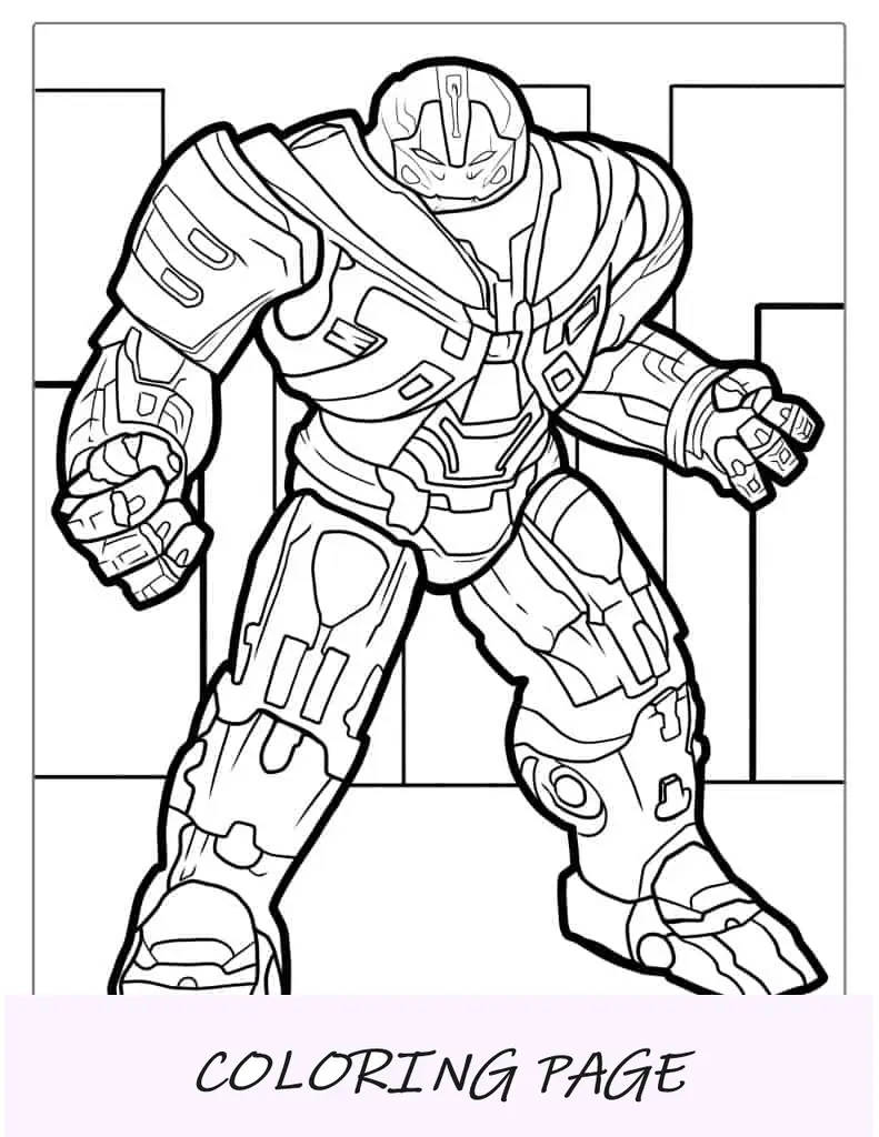 Página para colorir do traje Hulkbuster
