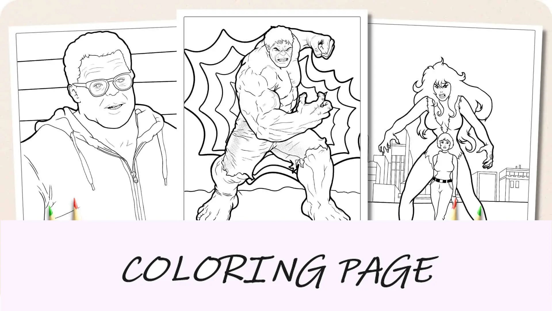 Imagem em destaque das páginas para colorir do Hulk