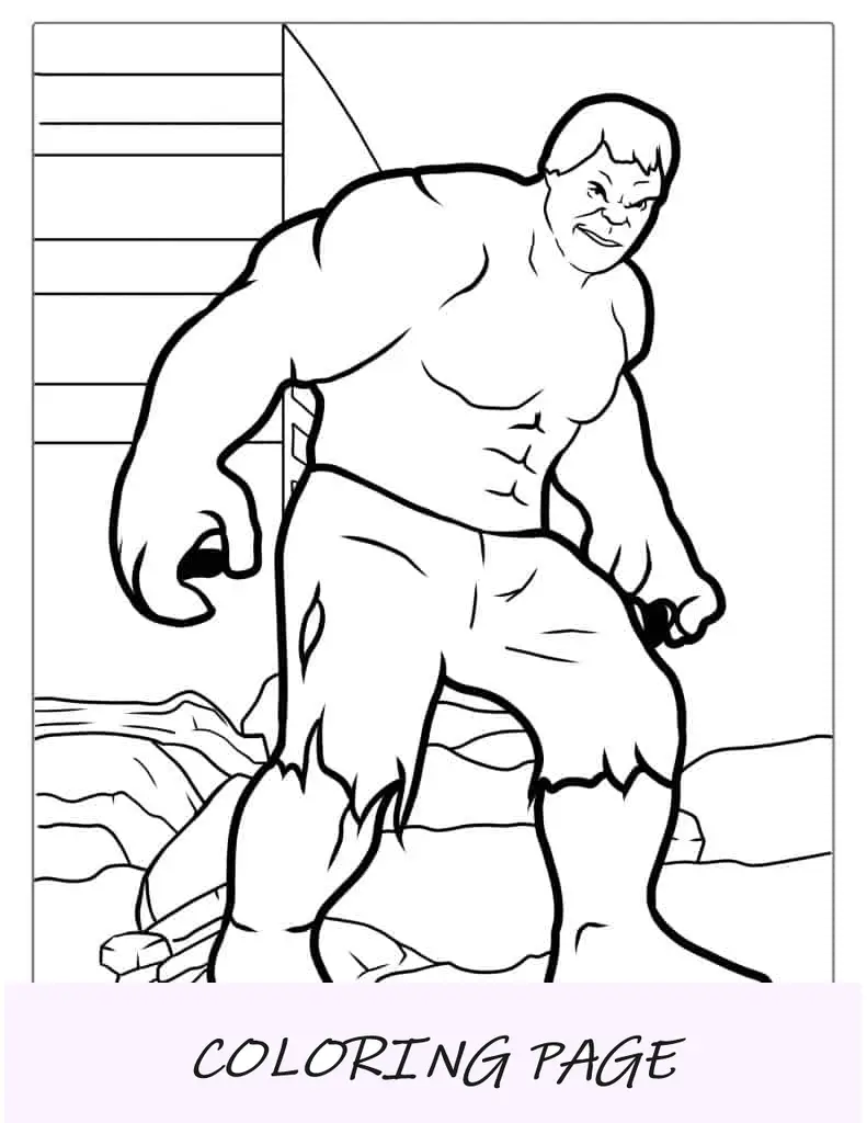 Esboço simples do incrível Hulk para crianças em idade pré-escolar