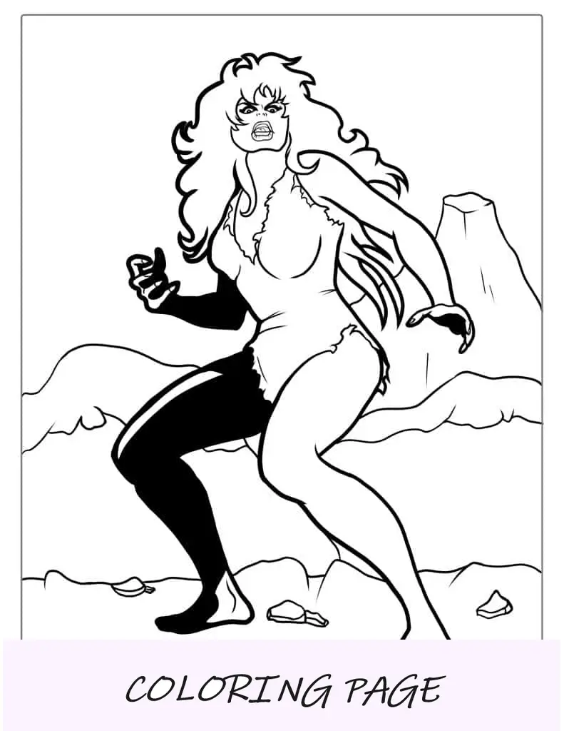 Retro She Hulk para colorir na página