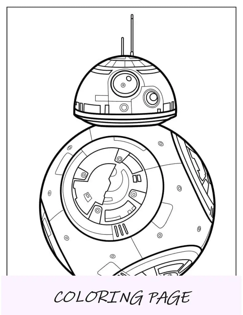 Página para colorir de contorno detalhado do BB8