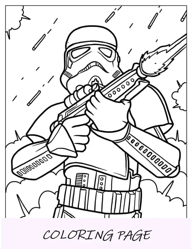 Página para colorir do Stormtrooper Firing Blaster