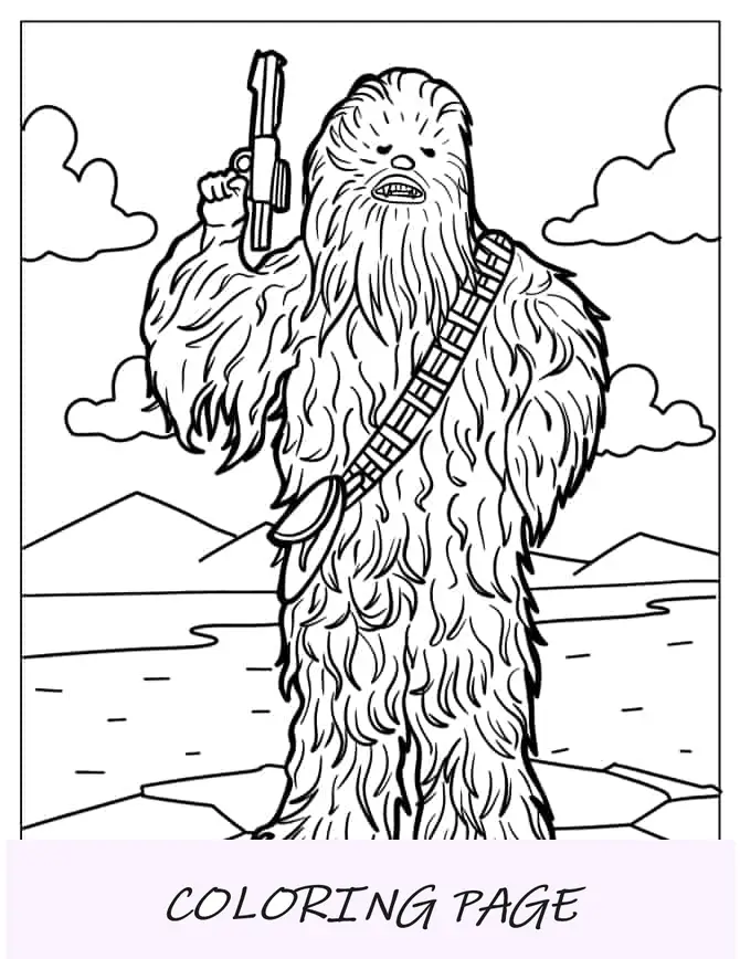 Chewbacca segurando rifle blaster