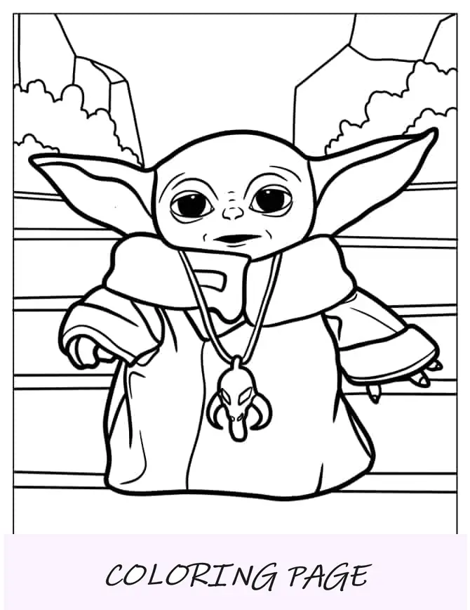 Bebê Yoda para colorir para crianças em idade pré-escolar