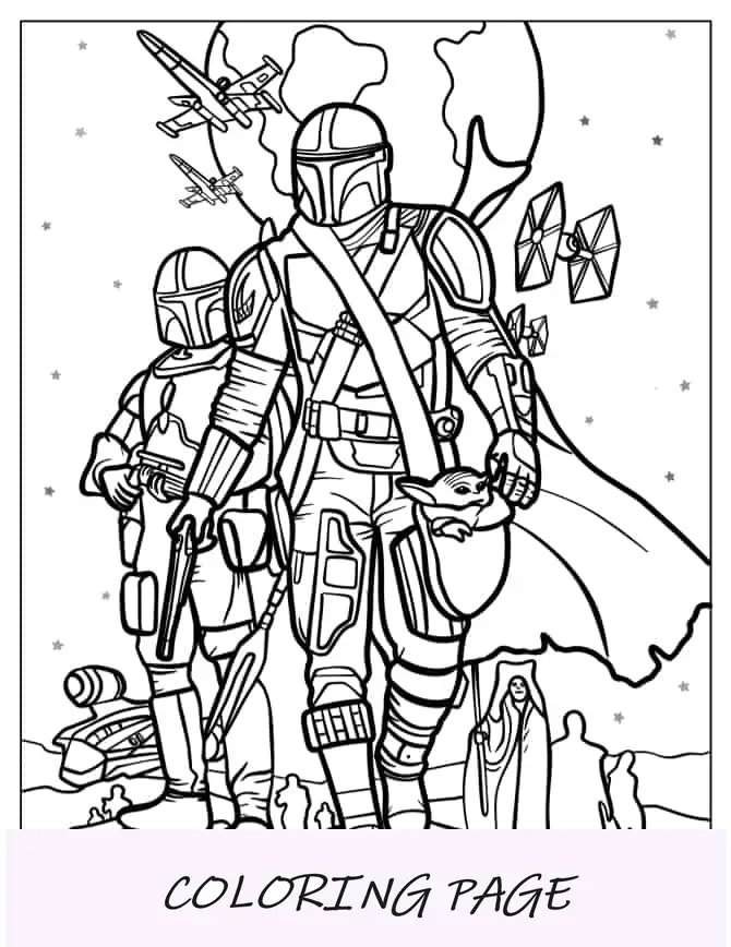 Folha para colorir do pôster Mandaloriano