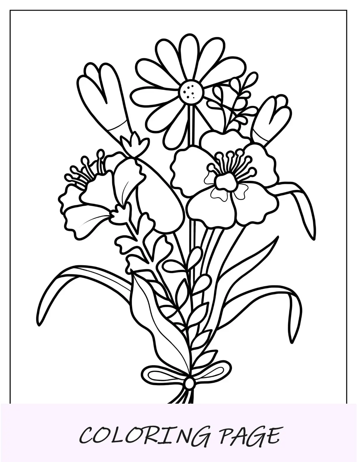 Desenhos para colorir de flores de hibiscos e margaridas com flores silvestres