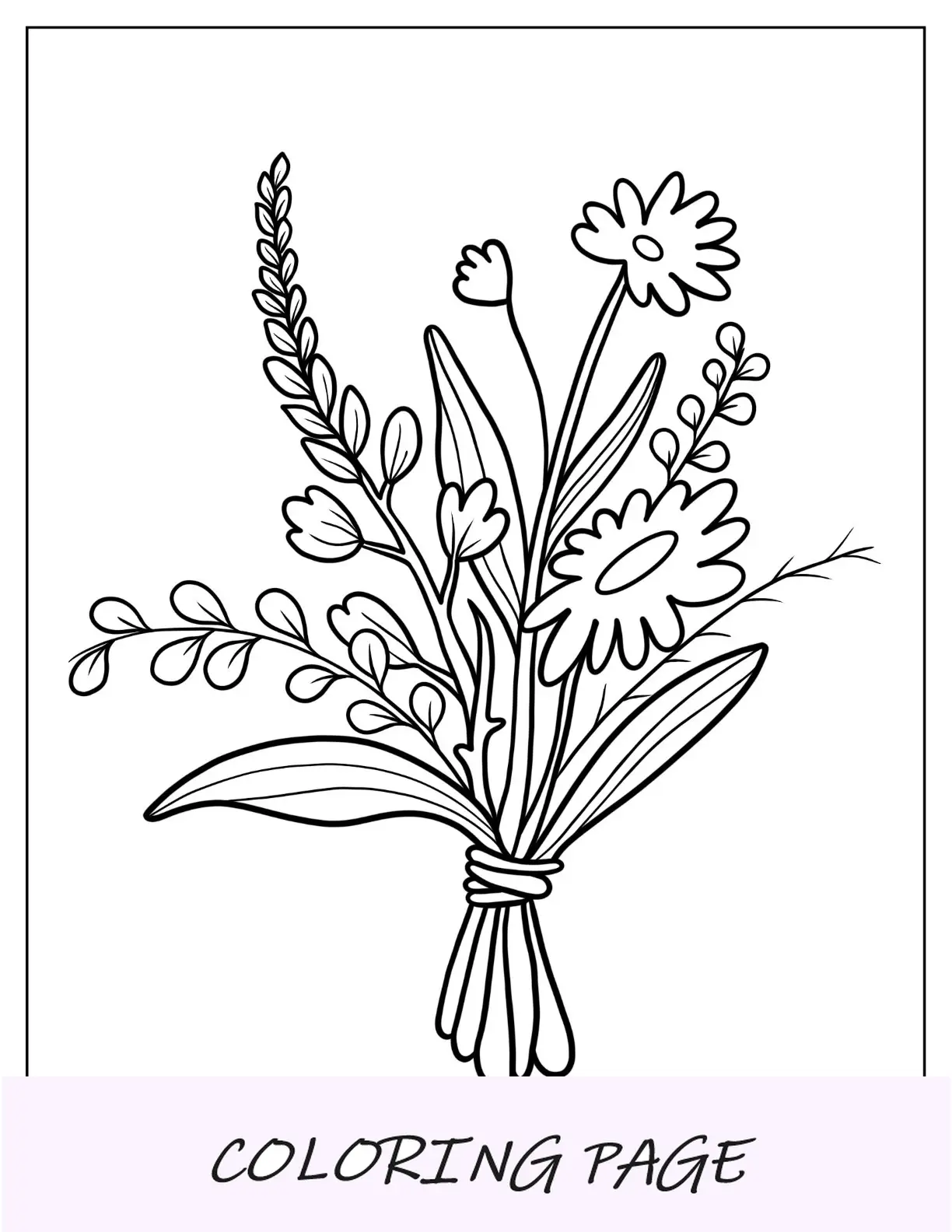 Desenhos para colorir de flores de buquê fácil de flores silvestres