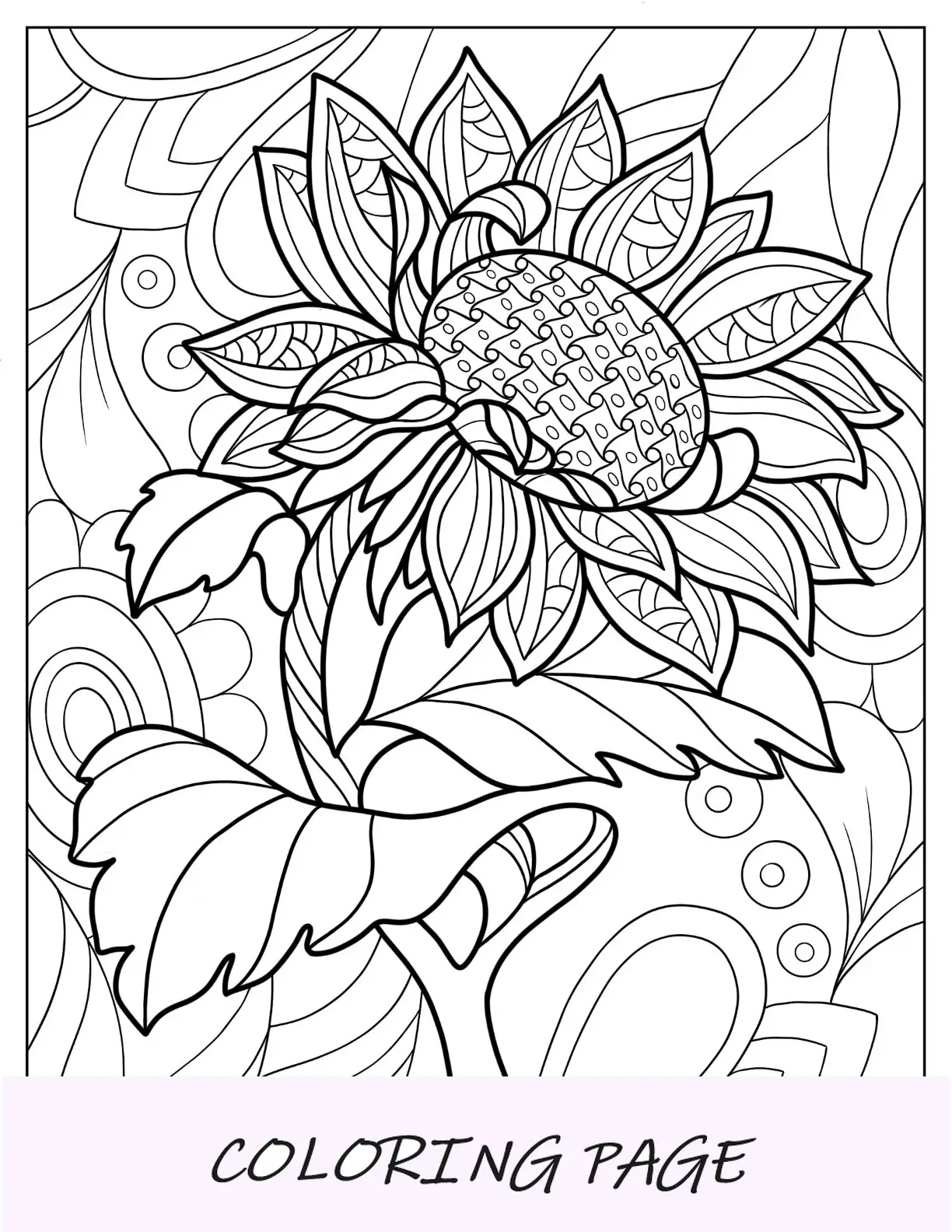 Páginas para colorir de flores com mandala detalhada de girassol