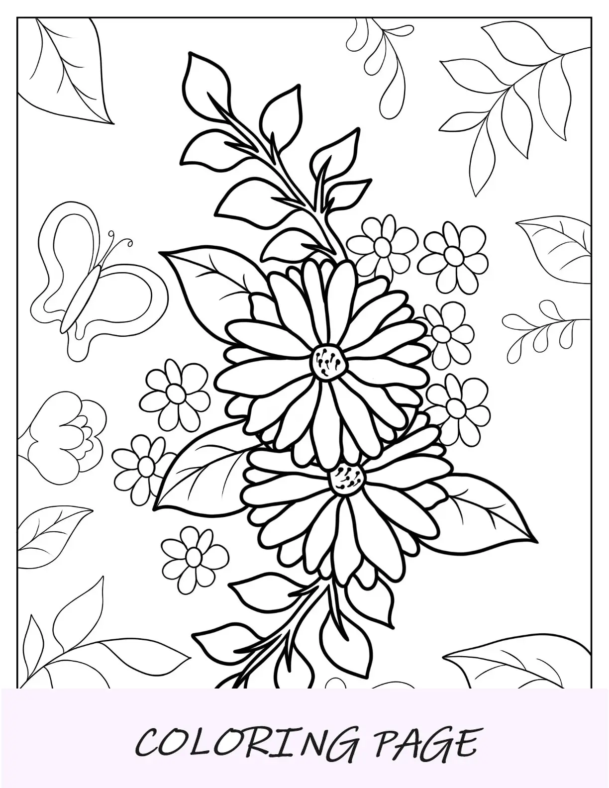 Desenhos para colorir de flores de peônia com folhas