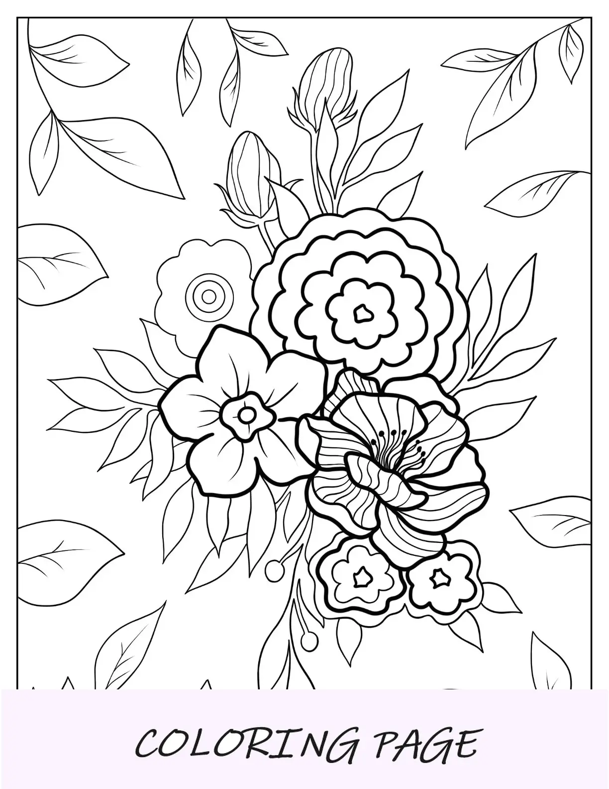 Desenhos para colorir de flores de hibisco, margarida e dálias