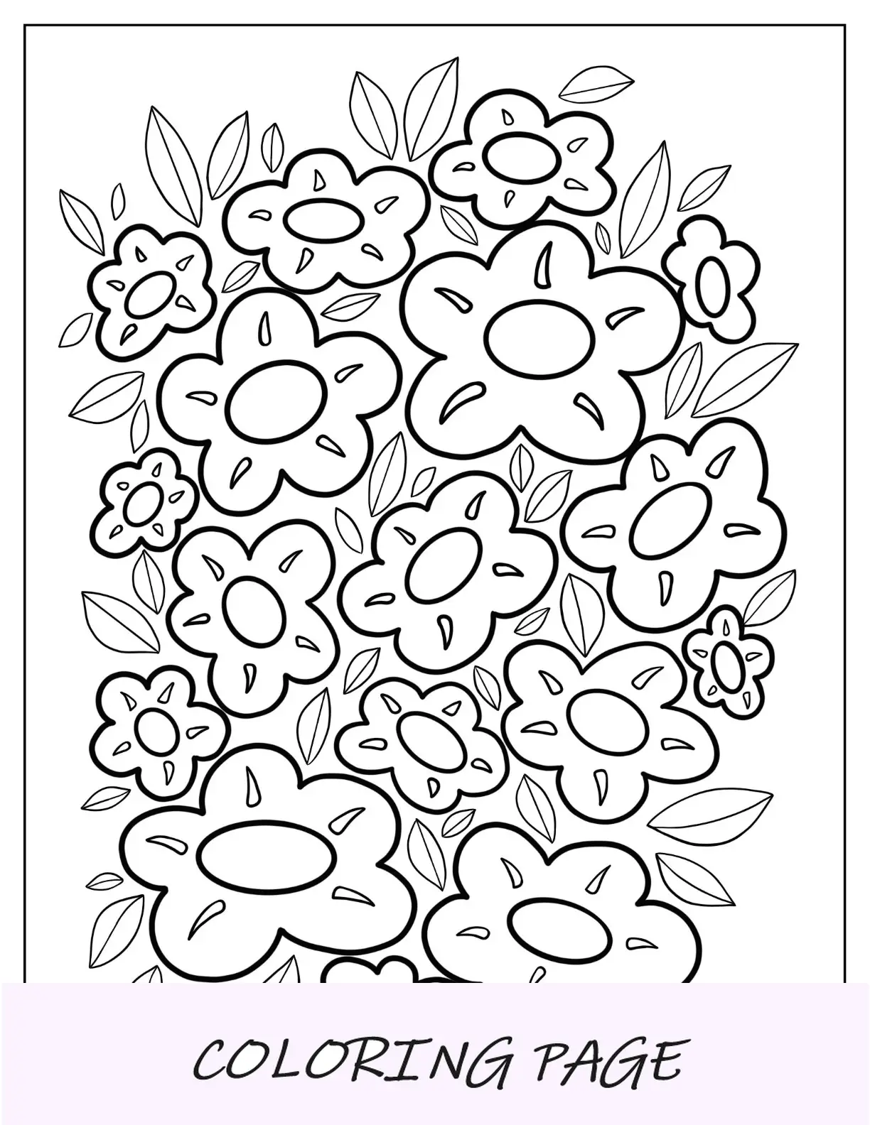 Desenhos de flores para colorir de campo de margaridas para crianças em idade pré-escolar