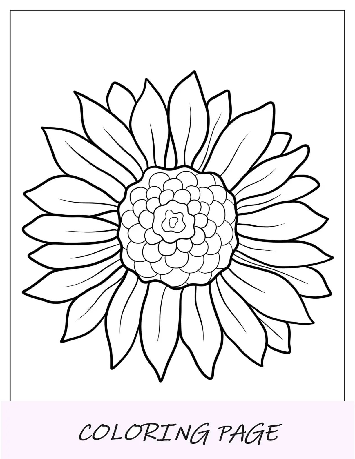 Desenhos para colorir de flores com contorno de cabeça de girassol para crianças